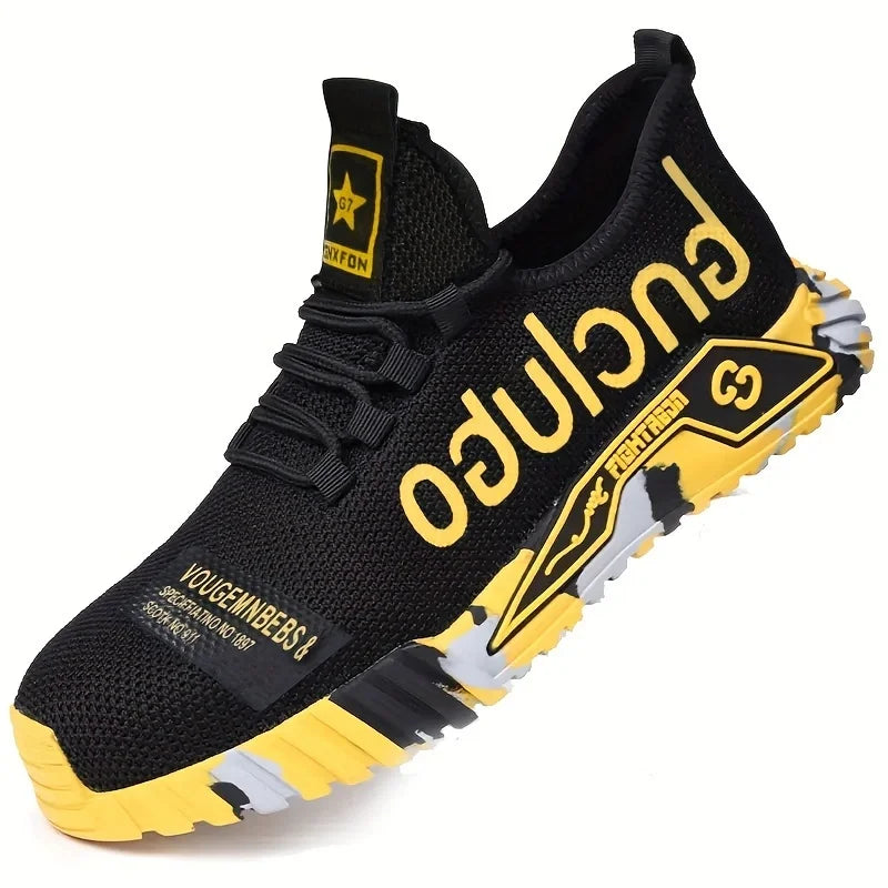 Steel Toe Anti-Puncture Men's Safety Shoes Reinforced Sole Slip Resistant Shoes Man Lightweight Breathable Men's Work Shoes