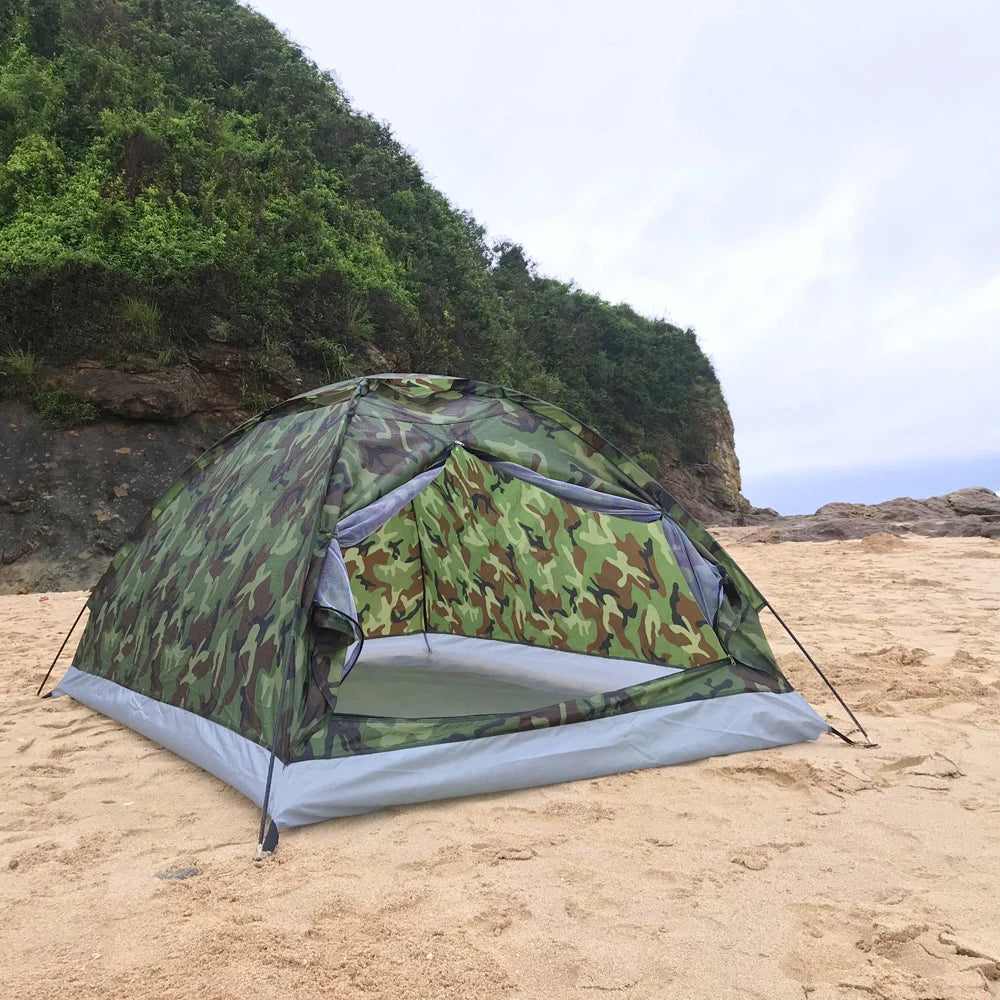 TOMSHOO Camping Tent for 2 Person Single Layer Outdoor Portable Camouflage Summer Tent for Outdoor Camping Traveling Tent