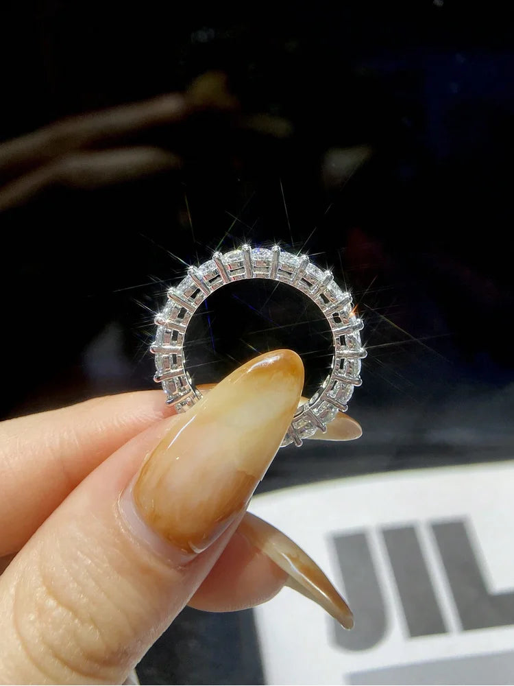 925 Sterling Silver Simplicity Classic Zircon Single Row Ring For Women Engagement Wedding Luxury High Quality Fine Jewelry