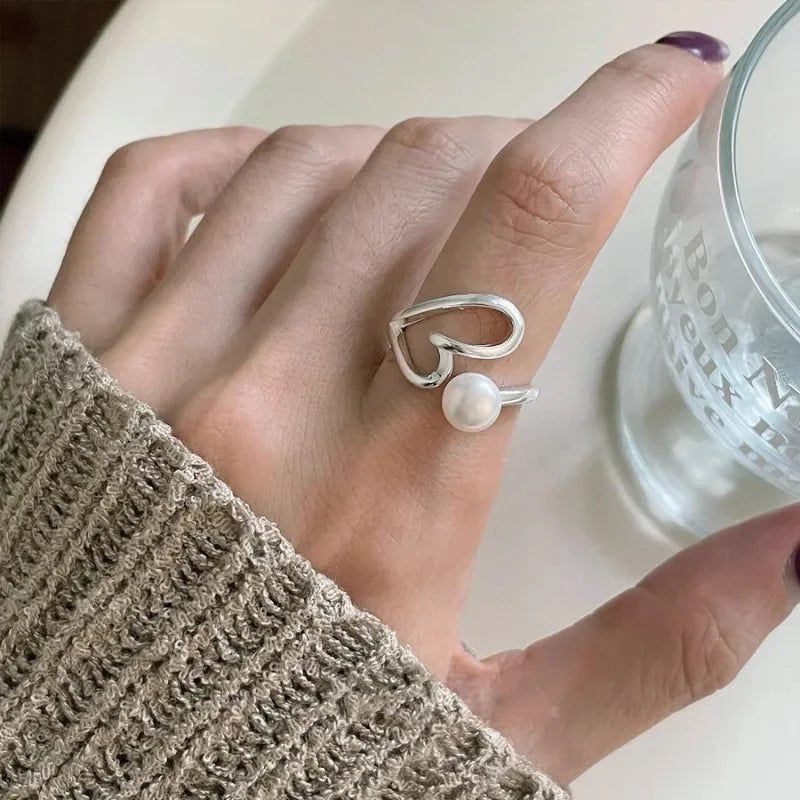 VENTFILLE 925 Sterling Silver Trend Arched Wide Ring For Female Geometry Punk Design Jewelry Asymmetric Gift Dropshipping