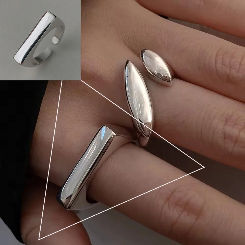 VENTFILLE 925 Sterling Silver Trend Arched Wide Ring For Female Geometry Punk Design Jewelry Asymmetric Gift Dropshipping