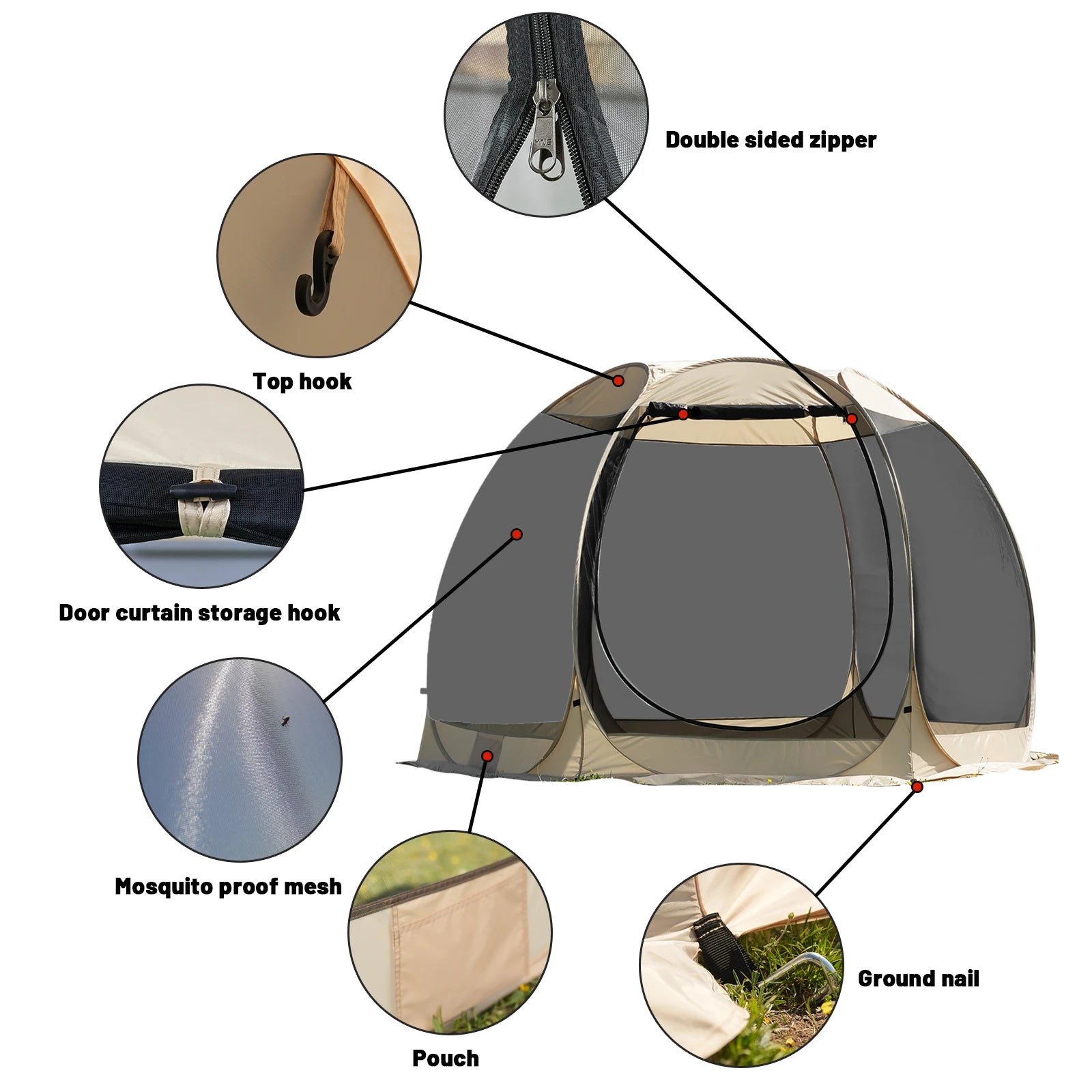Portable Screen House Tent with Mosquito Net 6-8 Person Camping Backyard Patio & Protection Outdoor Shelter Suitable for family