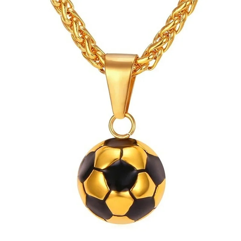 Sports Product Football Necklace with Stainless Steel Chain Necklace Football Boy's Gift Necklace for Men