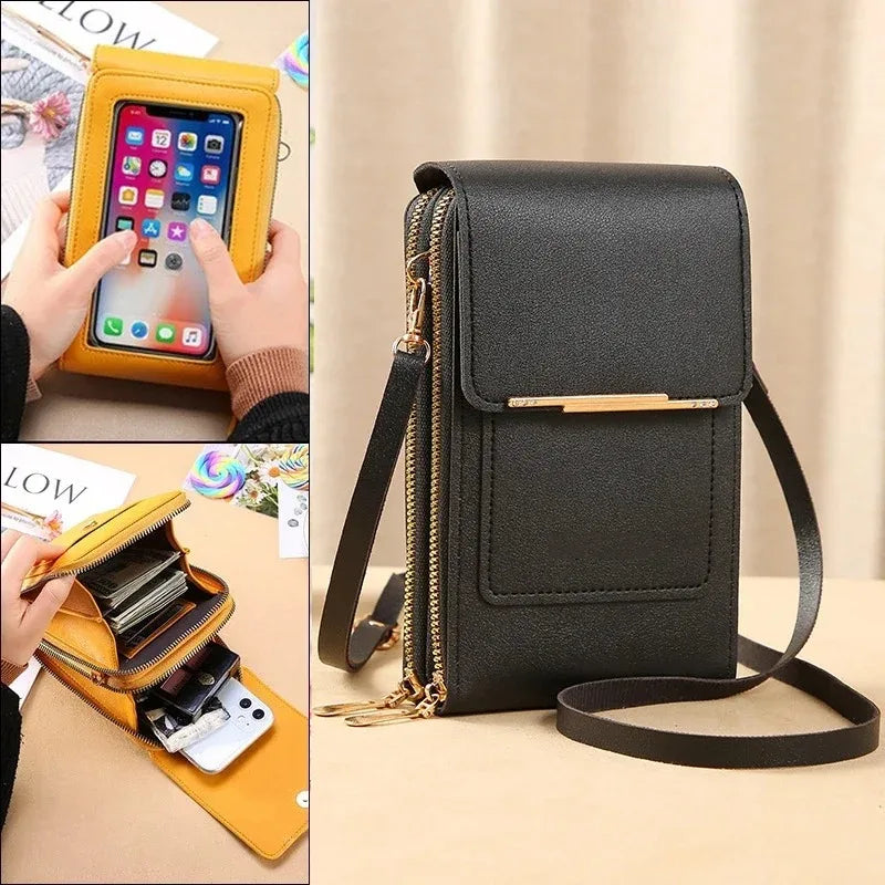 Crazy Bag Fashion Touch Screen Lock Cell Phone Bag Women's Mobile Phone Card Holder Crossbody Shoulder Bag