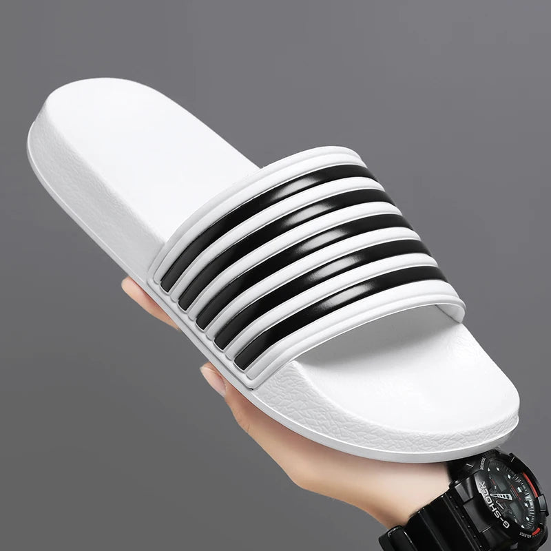 New anti slip sandals for indoor and outdoor walking, men's and women's beach shoes, striped summer men's shoes, couple's beach