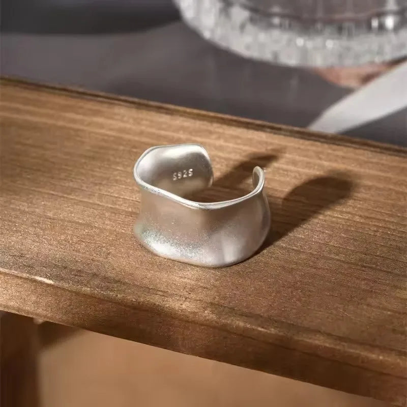 VENTFILLE 925 Sterling Silver Trend Arched Wide Ring For Female Geometry Punk Design Jewelry Asymmetric Gift Dropshipping