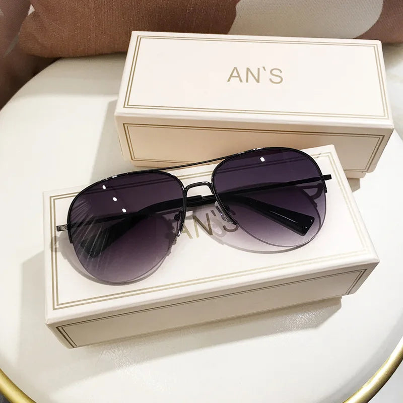 New Vintage Pilot Sunglasses Women Men Brand Round Sun Glasses Female Circular Eyewear Oculos De Sol for Male Female Eyeglasses