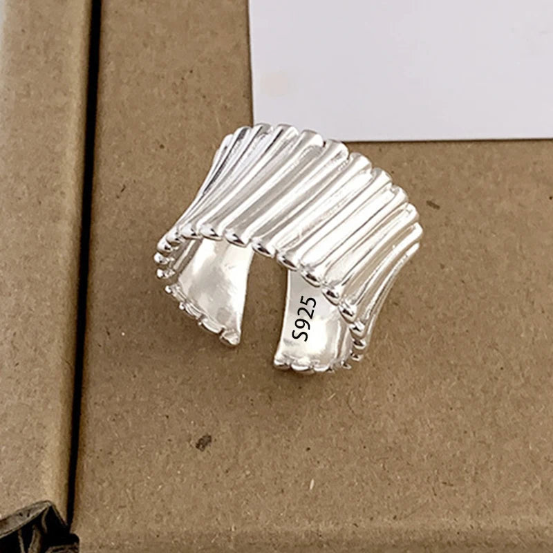 PANJBJ 925 Sterling Silver Pearl Irregular Ring for Women Shell Overlapping Hollow Sweet Design Jewelry Gift Dropshipping