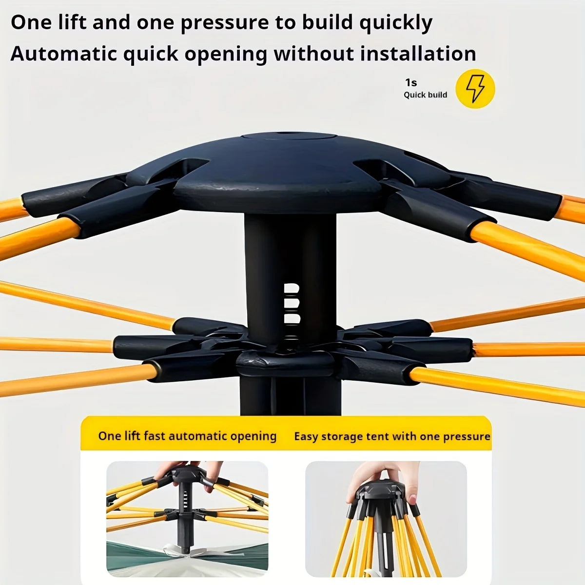 Silver Outdoor Automatic Quick-opening Tent, Camping Self-driving Hiking Travel Tent, Rainproof and Sunscreen Beach Tent