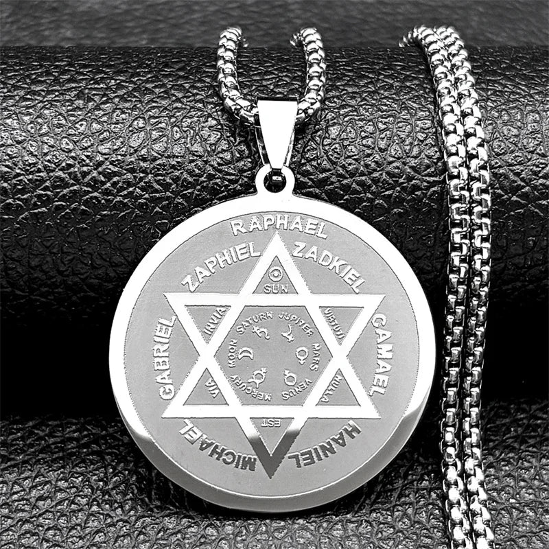 Hebrew Star of David Pendant Necklace for Women Men Stainless Steel Gold Silver Color Jewish Bless Male Chain Jewelry