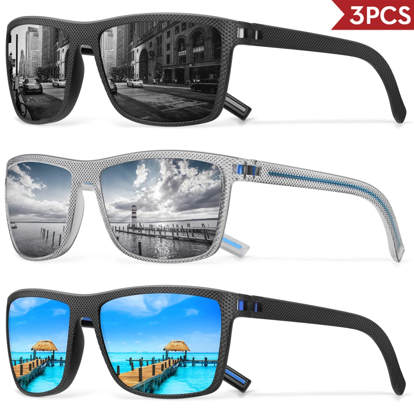 3/4 Pack New Designer Box Polarized Colorful Sunglasses for Men and Women Suitable for Driving, Fishing, Outdoor Sports UV400