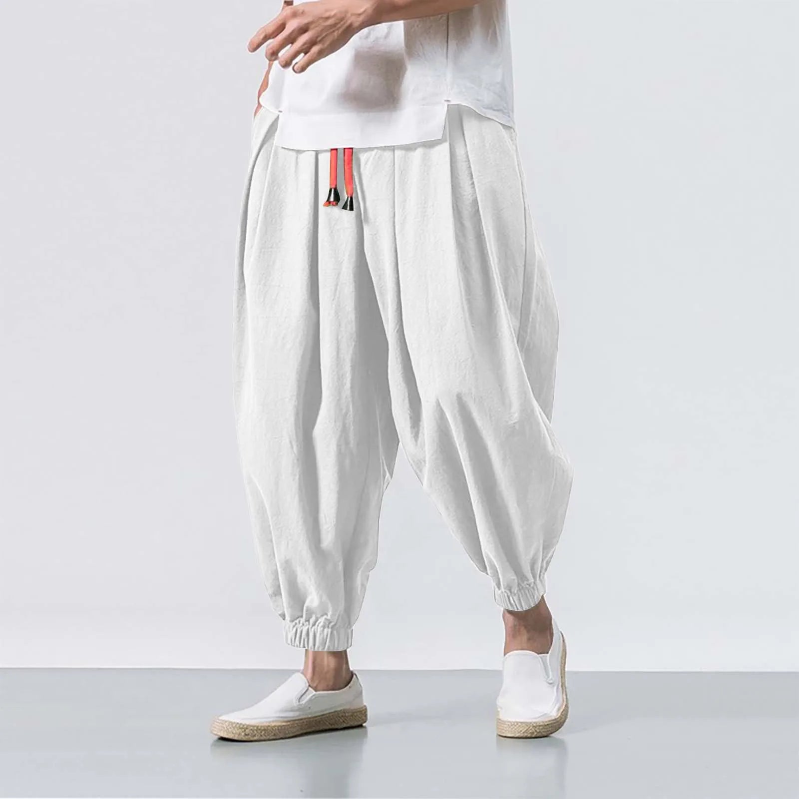 FGKKS Spring Men Loose Harem Pants Chinese Linen Overweight Sweatpants High Quality Casual Brand Oversize Trousers Male