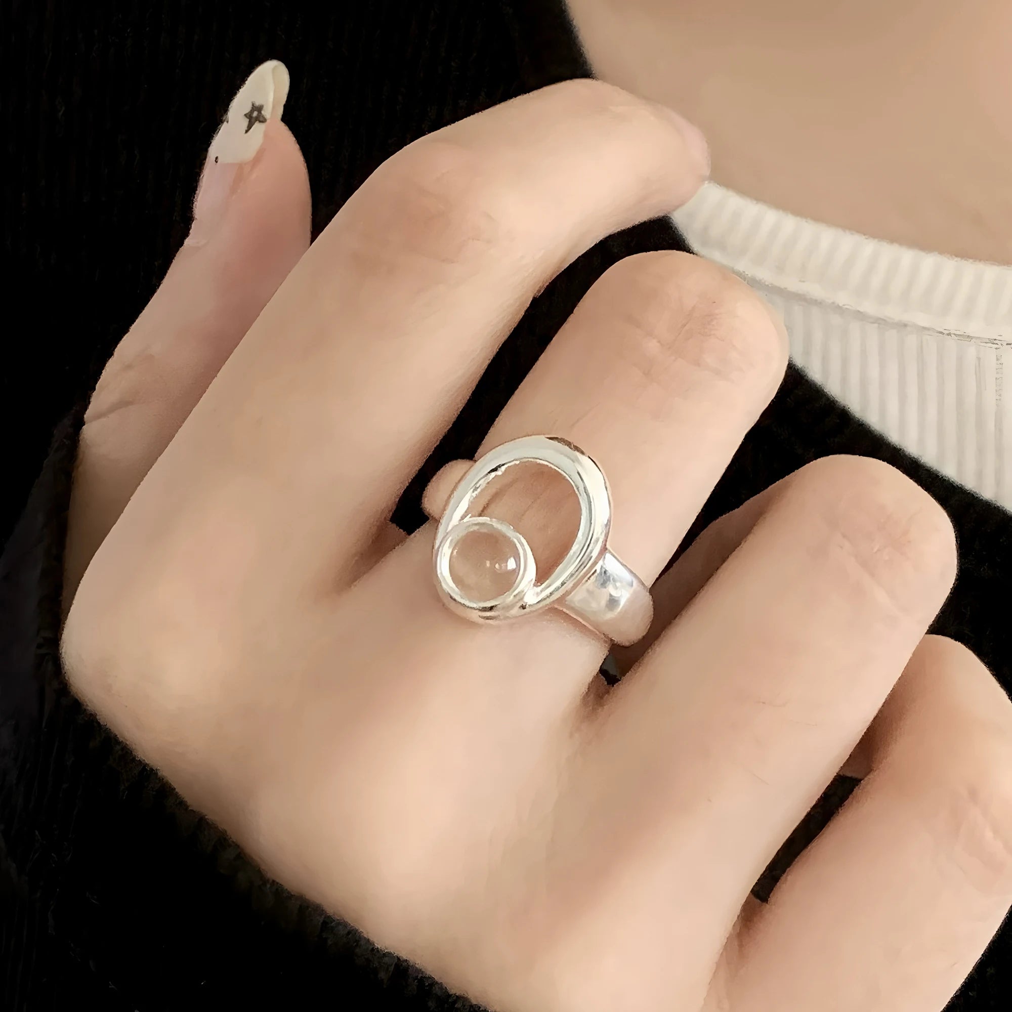 VENTFILLE 925 Sterling Silver Irregular Design Wave Golden Stackable Finger Rings Trendy Adjustable For Women Gifts Dropshipping