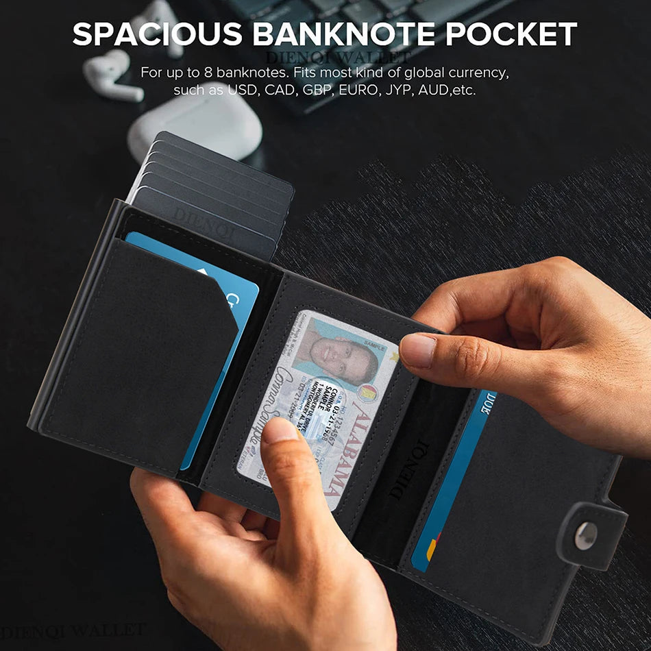 Rfid Carbon Fiber Men Wallets for Airtag Luxury Slim Mini Credit Card Holder Wallets for Men Air Tag Tracker Minimalist Purse