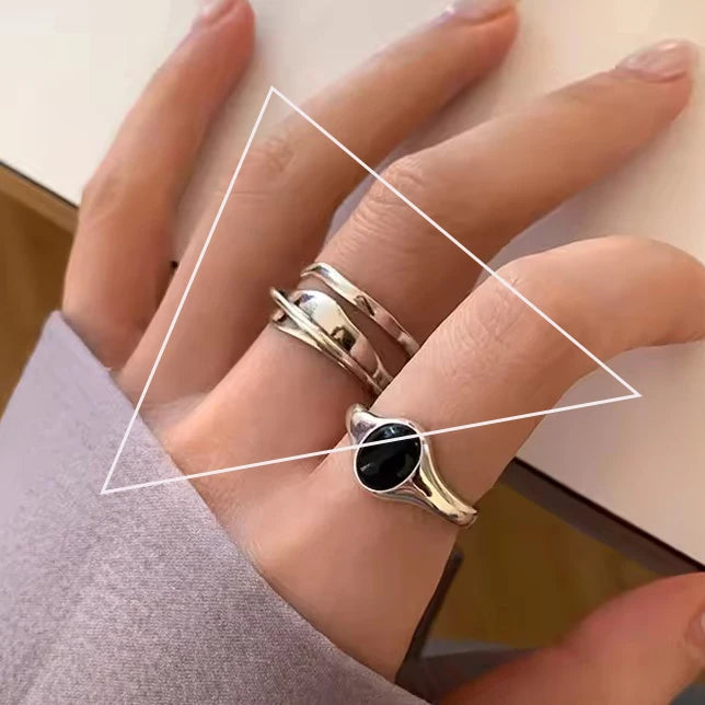 VENTFILLE 925 Sterling Silver Trend Arched Wide Ring For Female Geometry Punk Design Jewelry Asymmetric Gift Dropshipping