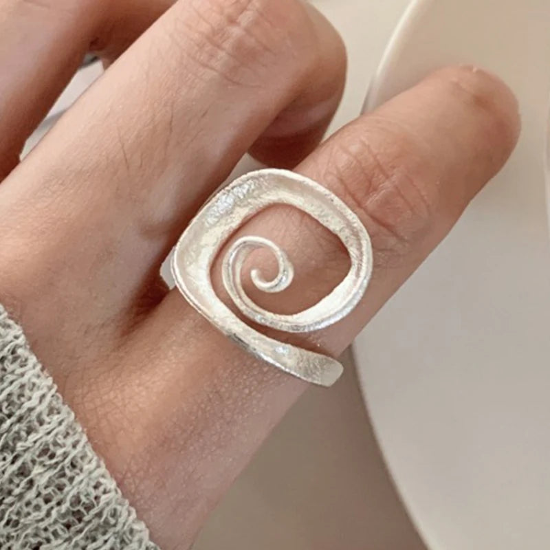 PANJBJ 925 Sterling Silver Pearl Irregular Ring for Women Shell Overlapping Hollow Sweet Design Jewelry Gift Dropshipping