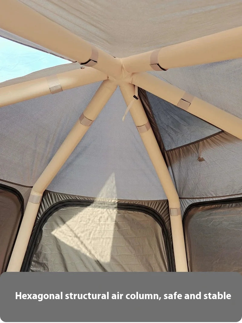 Large Camping Inflatable Air tent 4-6 people Waterproof Tent Hiking Camping Tent Traveling hexagonal Awning tent with Canopy
