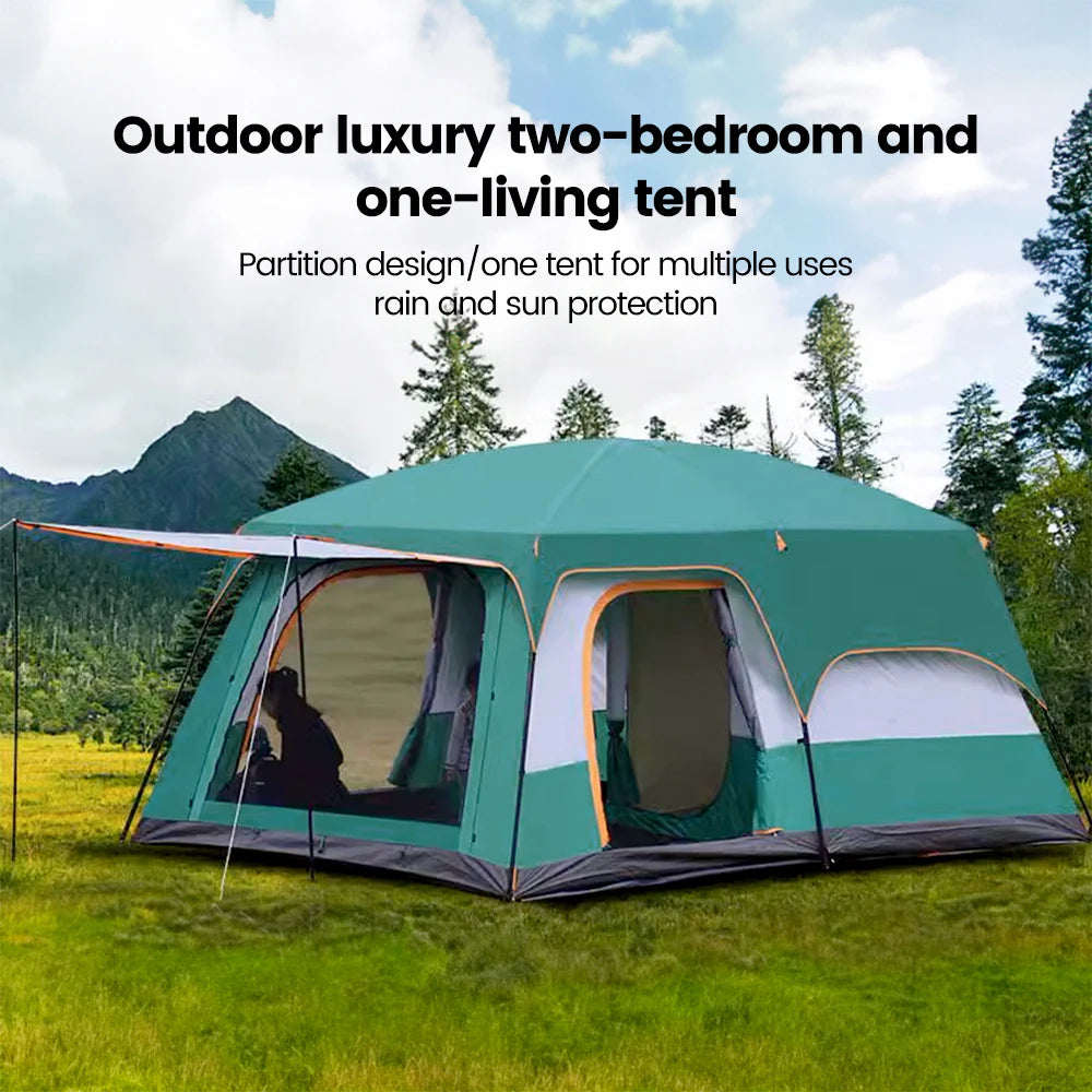 Upgraded 4 Season Camping Tent 3-12 Person Waterproof Windproof Double Layer 2 Room Family Outdoor Backpacking Equipment