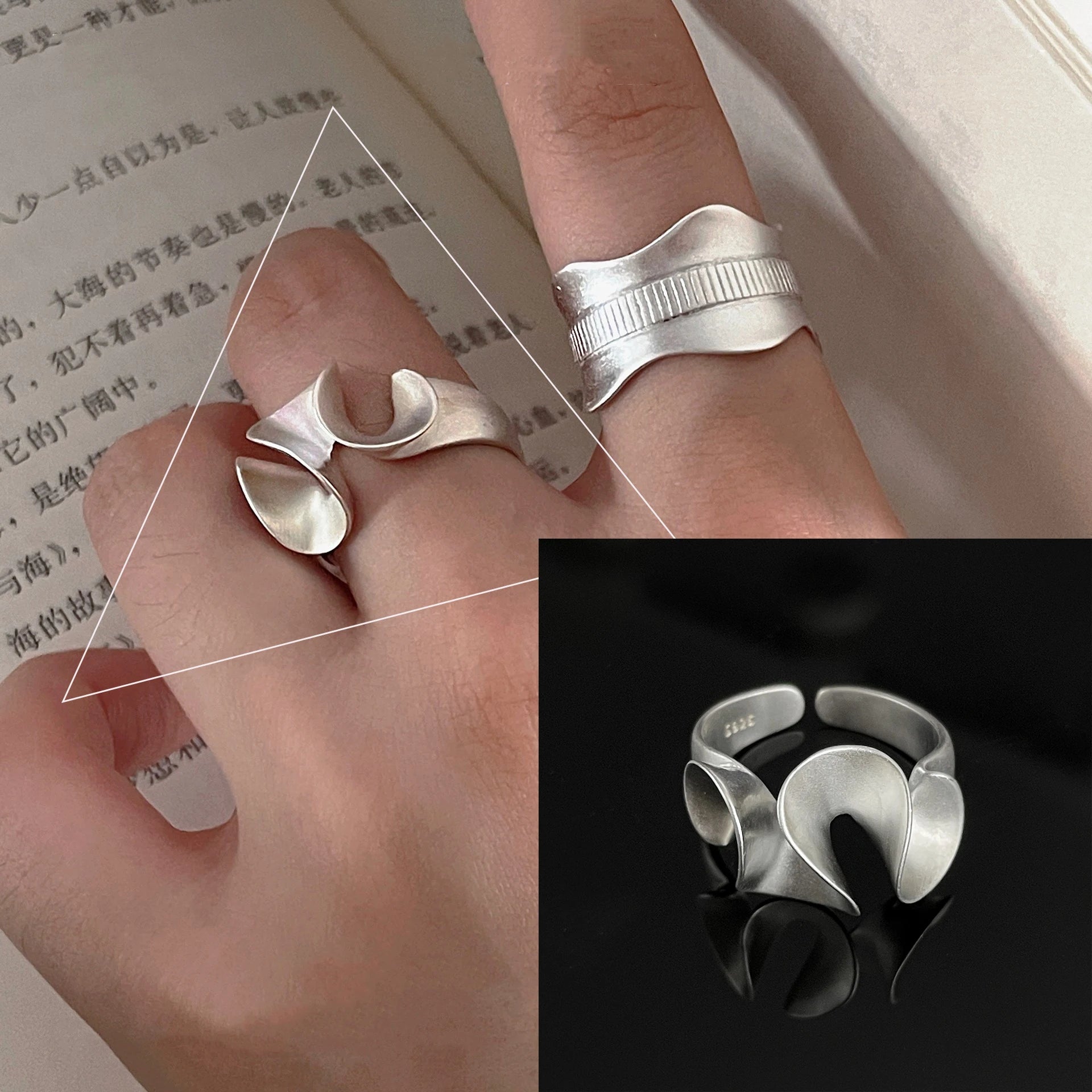 VENTFILLE 925 Sterling Silver Trend Arched Wide Ring For Female Geometry Punk Design Jewelry Asymmetric Gift Dropshipping