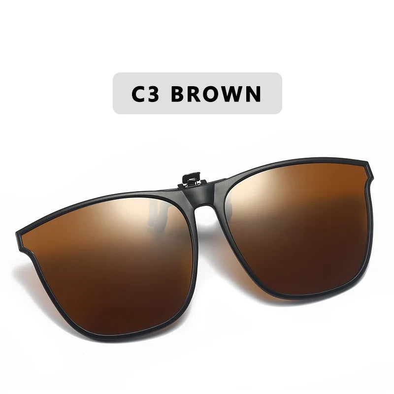 Polarized Clip On Sunglasses Men Car Driver Goggles Night Vision Glasses Anti Glare Vintage Square Glasses Oculos