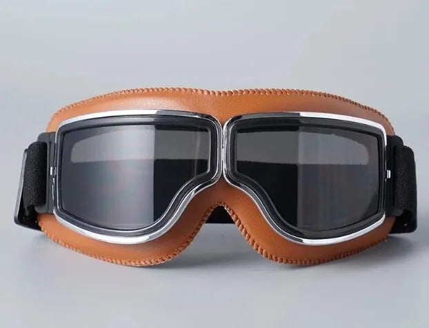 Motorcycle Glasses Windproof Motorcycle Helmet Glasses Sunglasses Retro Universal Folding Leather Retro Motorcycle Accessories