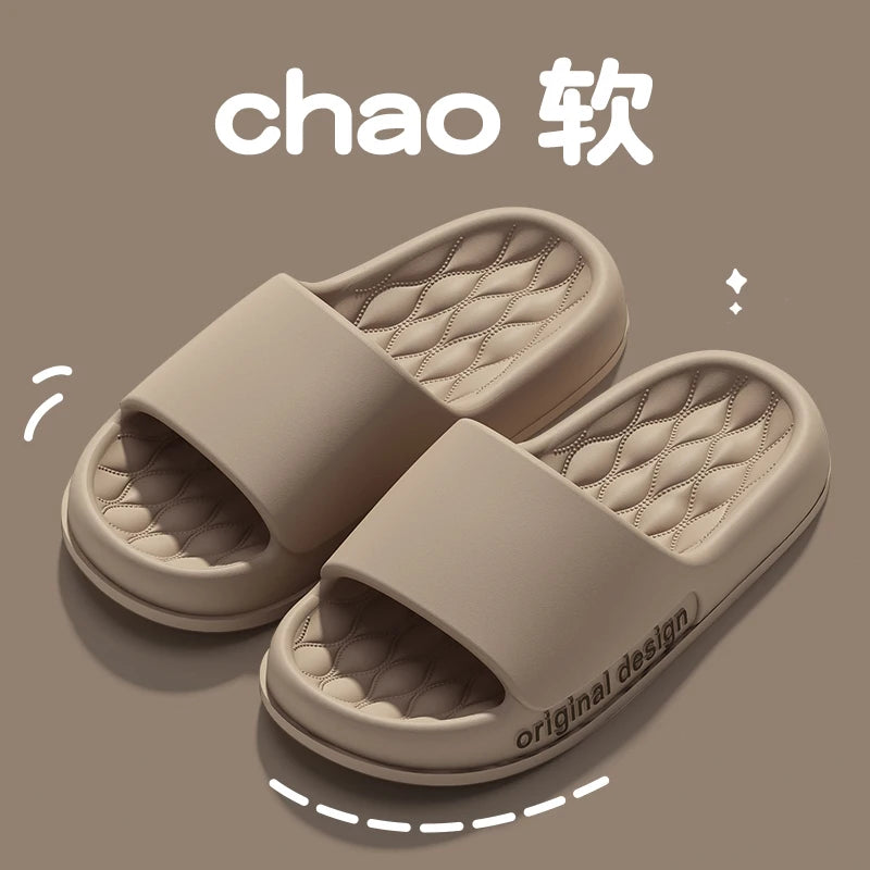 Men Trend New Summer Slippers Soft Non-slip Sole Cloud Sandals for Home Beach Indoor Outdoor