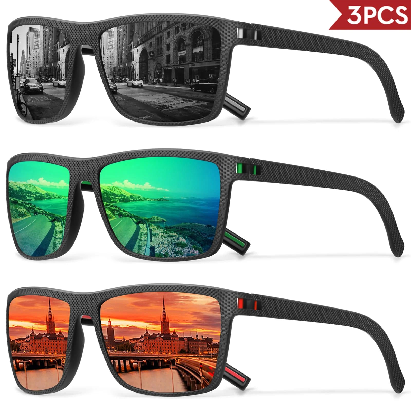 3/4 Pack New Designer Box Polarized Colorful Sunglasses for Men and Women Suitable for Driving, Fishing, Outdoor Sports UV400