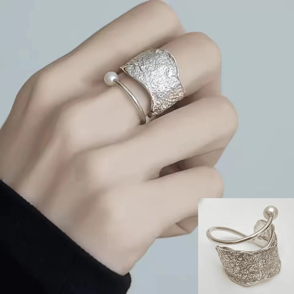 VENTFILLE 925 Sterling Silver Trend Arched Wide Ring For Female Geometry Punk Design Jewelry Asymmetric Gift Dropshipping