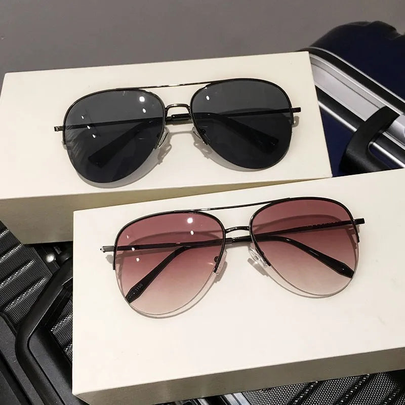 New Vintage Pilot Sunglasses Women Men Brand Round Sun Glasses Female Circular Eyewear Oculos De Sol for Male Female Eyeglasses