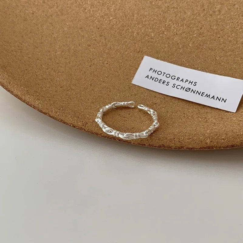 PANJBJ 925 Sterling Silver Pearl Irregular Ring for Women Shell Overlapping Hollow Sweet Design Jewelry Gift Dropshipping