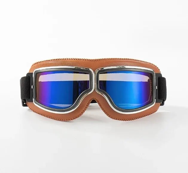 Motorcycle Glasses Windproof Motorcycle Helmet Glasses Sunglasses Retro Universal Folding Leather Retro Motorcycle Accessories