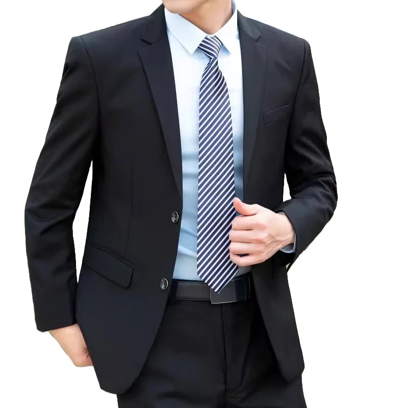 8XL Suit (Blazer+pants) Fashion Business Gentleman Italian Style Slim Solid Color Professional Suit Wedding Groom Best Man Suit