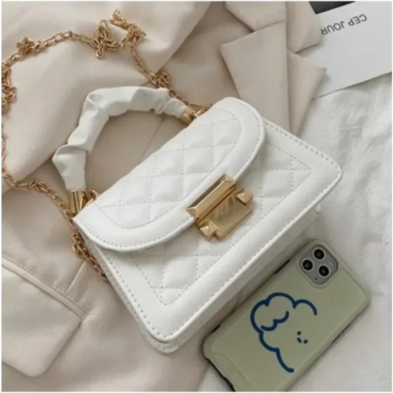 Women PU Leather Shoulder Bags Small Messenger Designer Female 2024 New Fashion Chain Rhomboid Crossbody Bag Ladies Mini Handbag