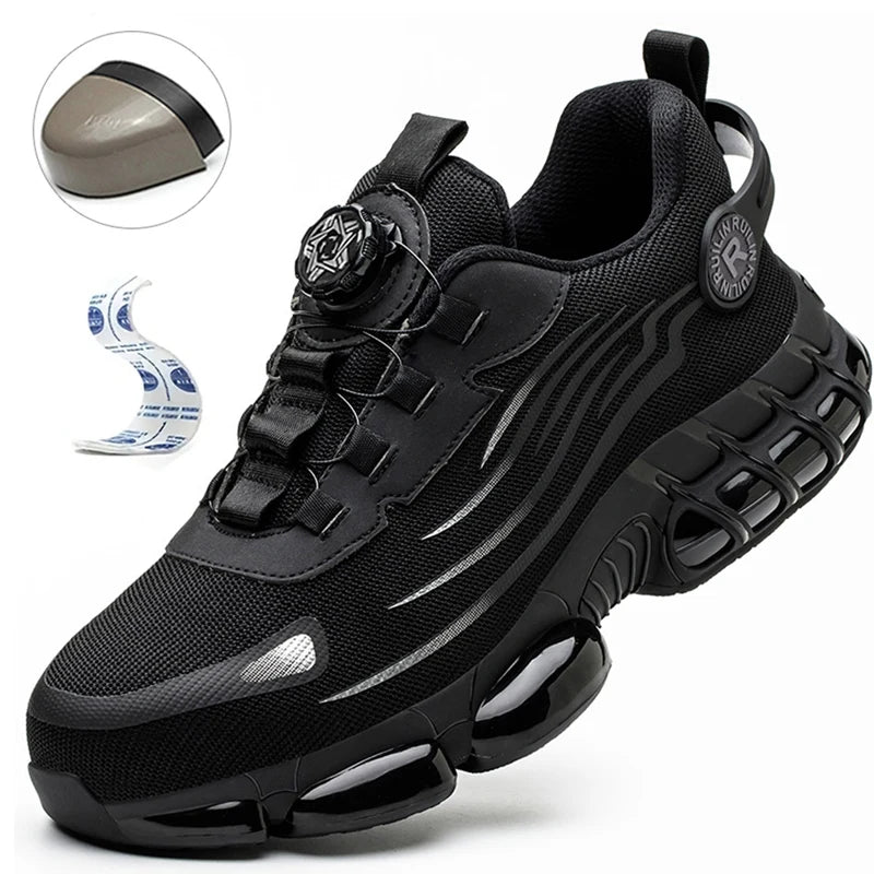 Rotating Button Safety Shoes Men Anti-smash Anti-puncture Work Shoes Fashion Men Safety Sport Shoes Security Protective BootsMen
