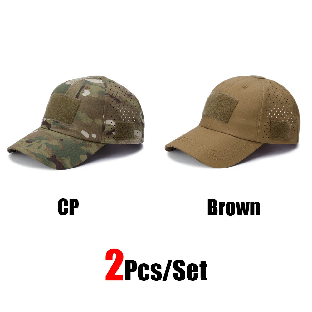 1/2pcs New Men Camouflage Baseball Cap Breathable Sunscreen Hat Outdoor Sports Hunting Hiking Camping Beach Fishing Sun Hat