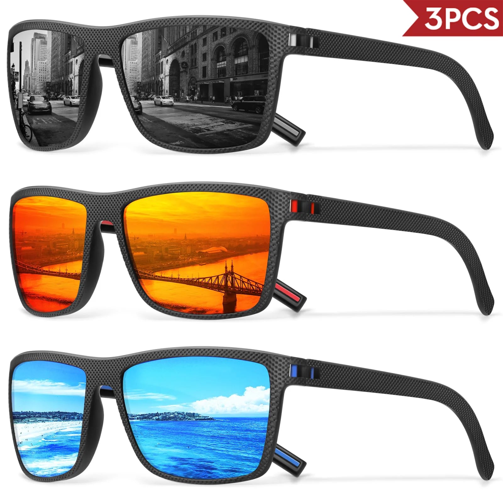 3/4 Pack New Designer Box Polarized Colorful Sunglasses for Men and Women Suitable for Driving, Fishing, Outdoor Sports UV400