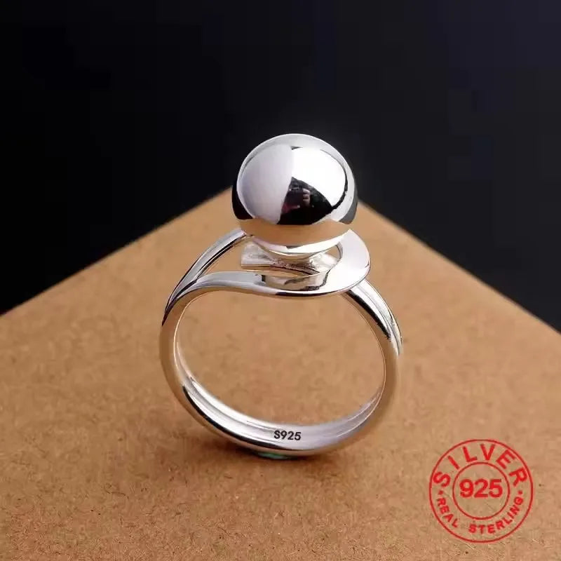 VENTFILLE 925 Sterling Silver Trend Arched Wide Ring For Female Geometry Punk Design Jewelry Asymmetric Gift Dropshipping