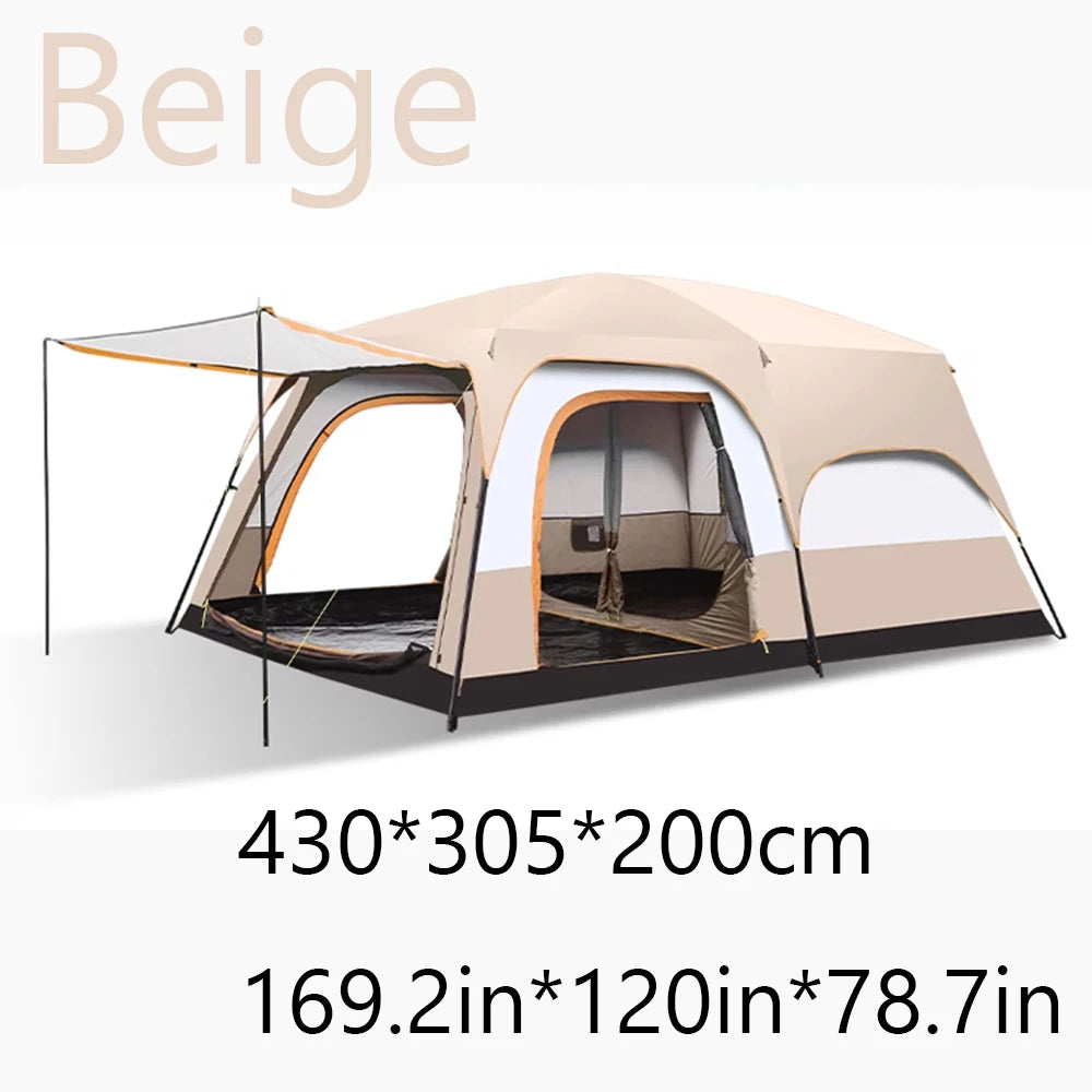 Upgraded 4 Season Camping Tent 3-12 Person Waterproof Windproof Double Layer 2 Room Family Outdoor Backpacking Equipment