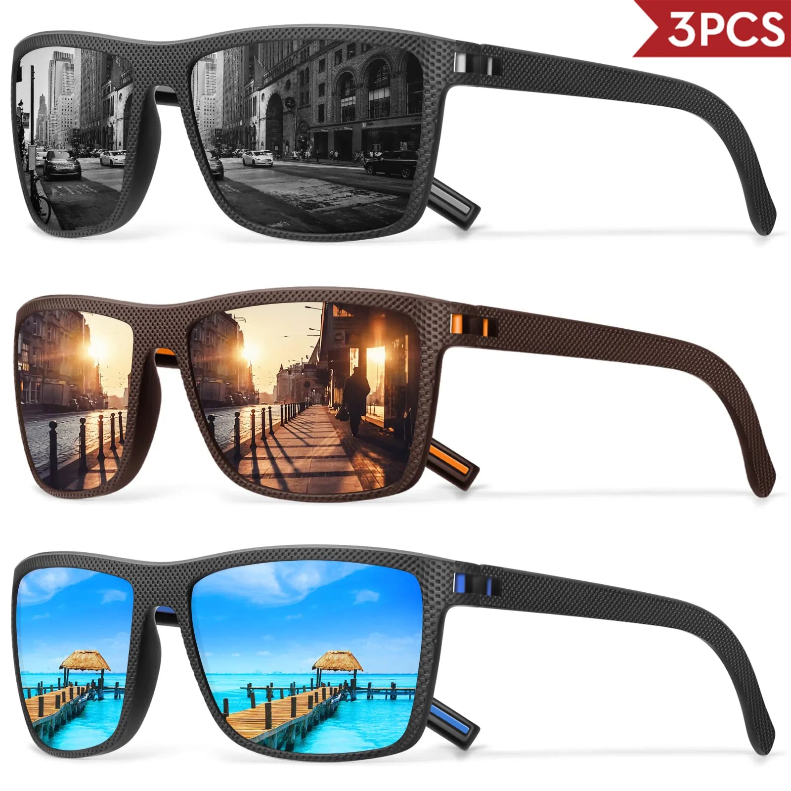 3/4 Pack New Designer Box Polarized Colorful Sunglasses for Men and Women Suitable for Driving, Fishing, Outdoor Sports UV400