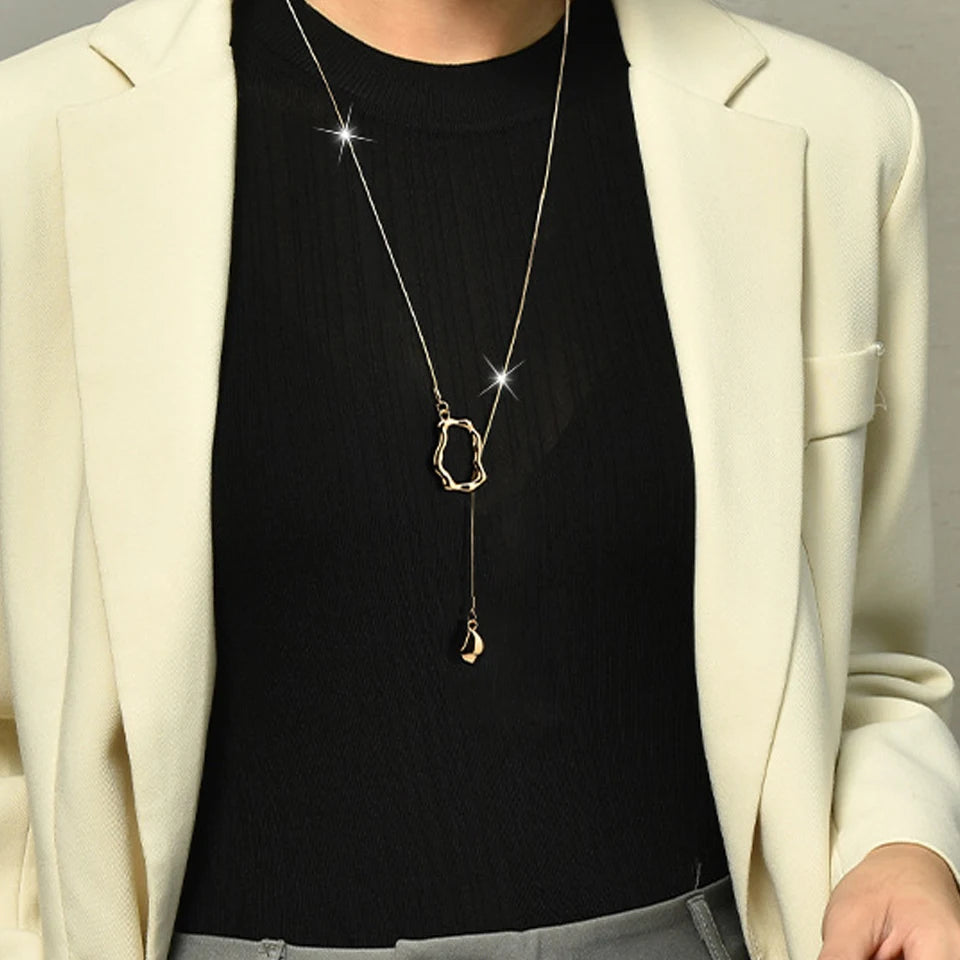 Yupsk Stainless Steel Irregular Y-shaped Long Necklace for Women Charm Party Accessories High-quality Fashion Pendant Gifts