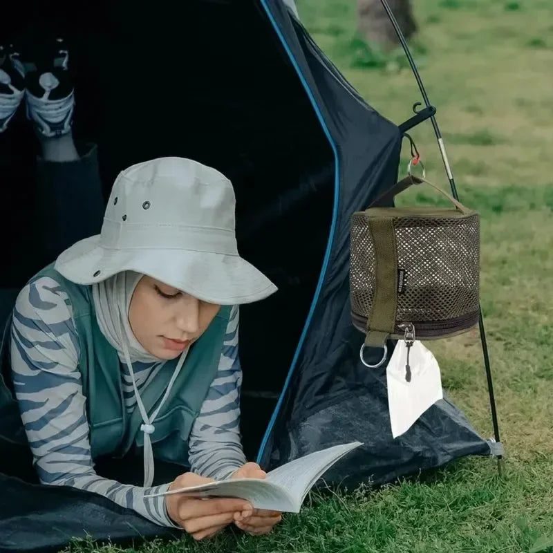 Outdoor camping tissue case roll paper storage bag with hook portable tissue holder tent hanging napkin holder camping supplies
