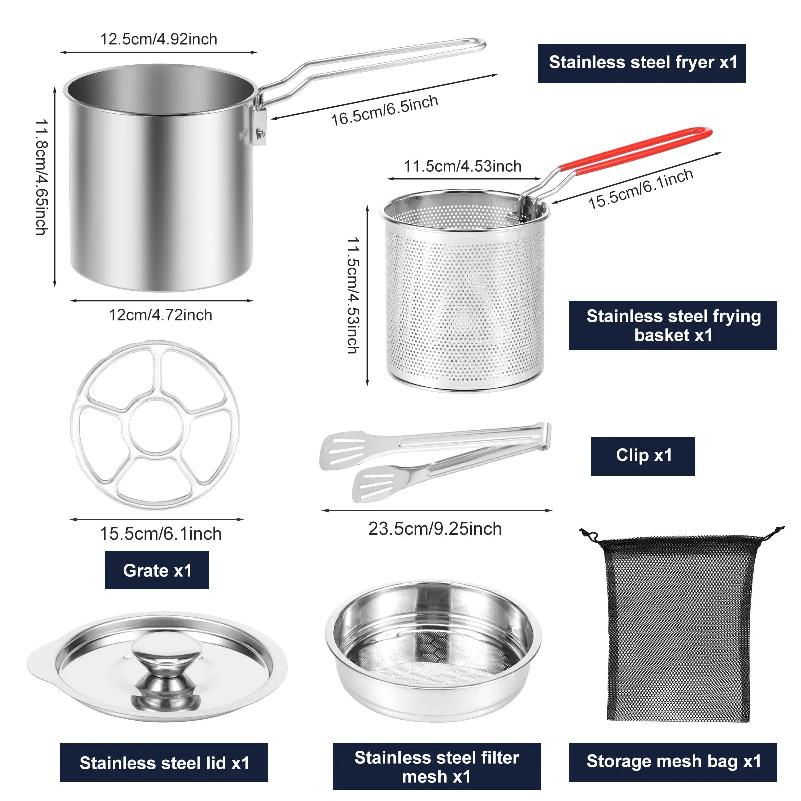 Stainless Steel Deep Fryer with Frying Basket Multifunctional Oil Fryer Pot Kitchen Specific Frying Chicken Fries Cooking Tools