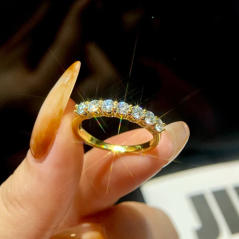 KNB Real Moissanite Ring 925 Sterling Silver Diamond Eternity Band Engagement Wedding Rings for Women Luxury Quality Jewelry