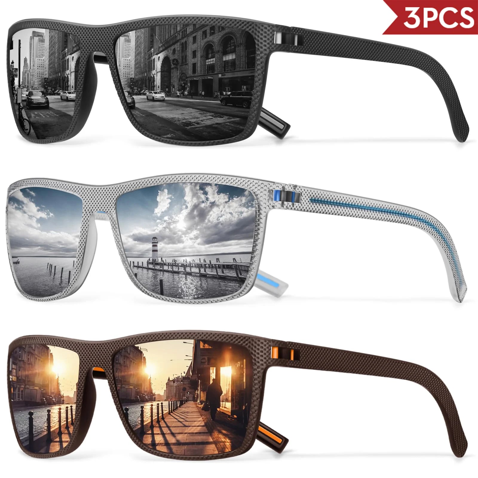 3/4 Pack New Designer Box Polarized Colorful Sunglasses for Men and Women Suitable for Driving, Fishing, Outdoor Sports UV400