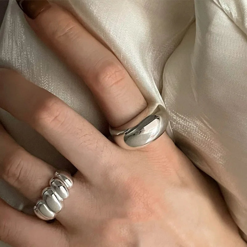 VENTFILLE 925 Sterling Silver Trend Arched Wide Ring For Female Geometry Punk Design Jewelry Asymmetric Gift Dropshipping