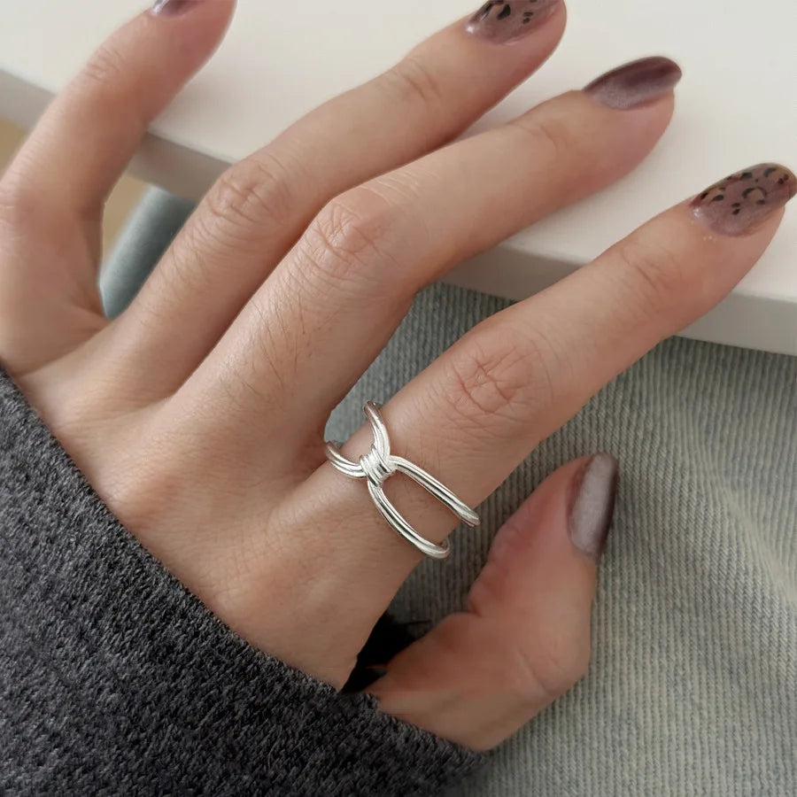 VENTFILLE 925 Sterling Silver Trend Arched Wide Ring For Female Geometry Punk Design Jewelry Asymmetric Gift Dropshipping