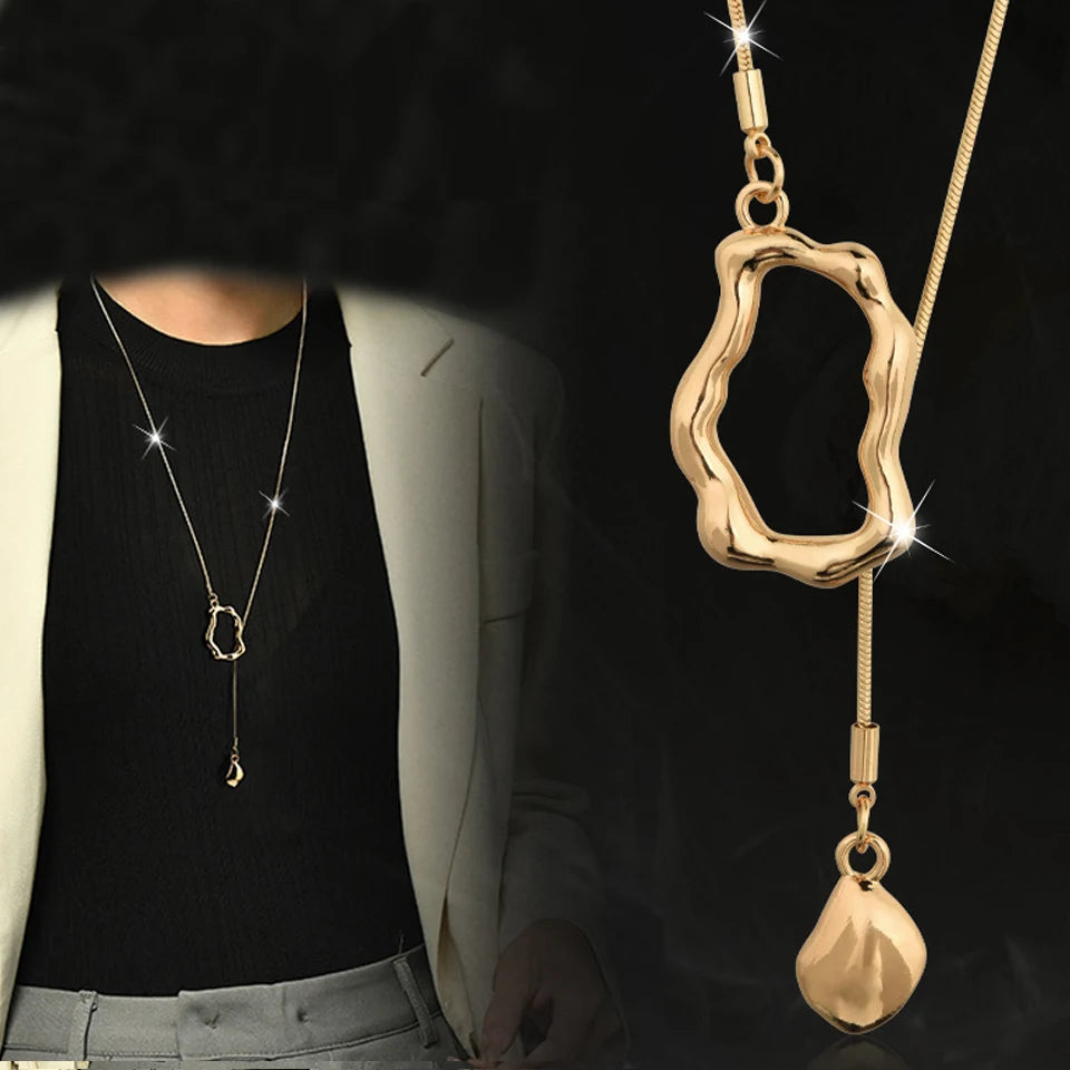 Yupsk Stainless Steel Irregular Y-shaped Long Necklace for Women Charm Party Accessories High-quality Fashion Pendant Gifts