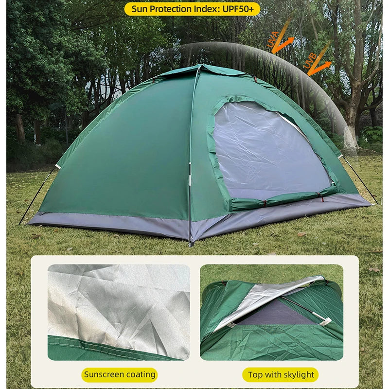 Outdoor camping tent, hand-built rain and sun protection hiking tent, double bed for couples and children, portable windproof