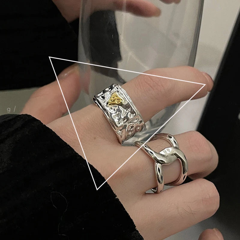 VENTFILLE 925 Sterling Silver Trend Arched Wide Ring For Female Geometry Punk Design Jewelry Asymmetric Gift Dropshipping