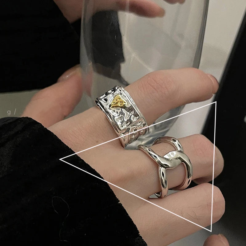 VENTFILLE 925 Sterling Silver Trend Arched Wide Ring For Female Geometry Punk Design Jewelry Asymmetric Gift Dropshipping